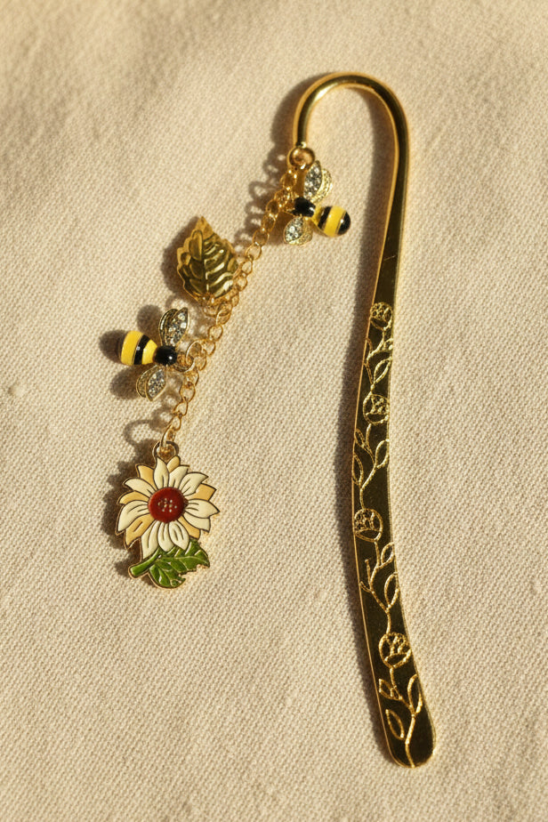 Handmade Bee & Wildflower Charm Bookmark