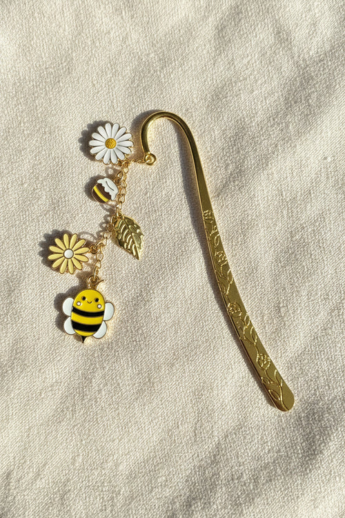 Handmade Bee & Wildflower Charm Bookmark
